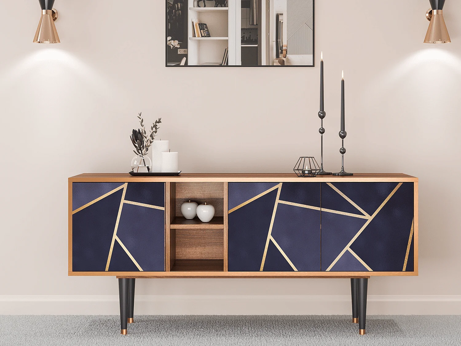 Meuble TV - 150х69х41 cm - T5 - The Amethyst, Noyer