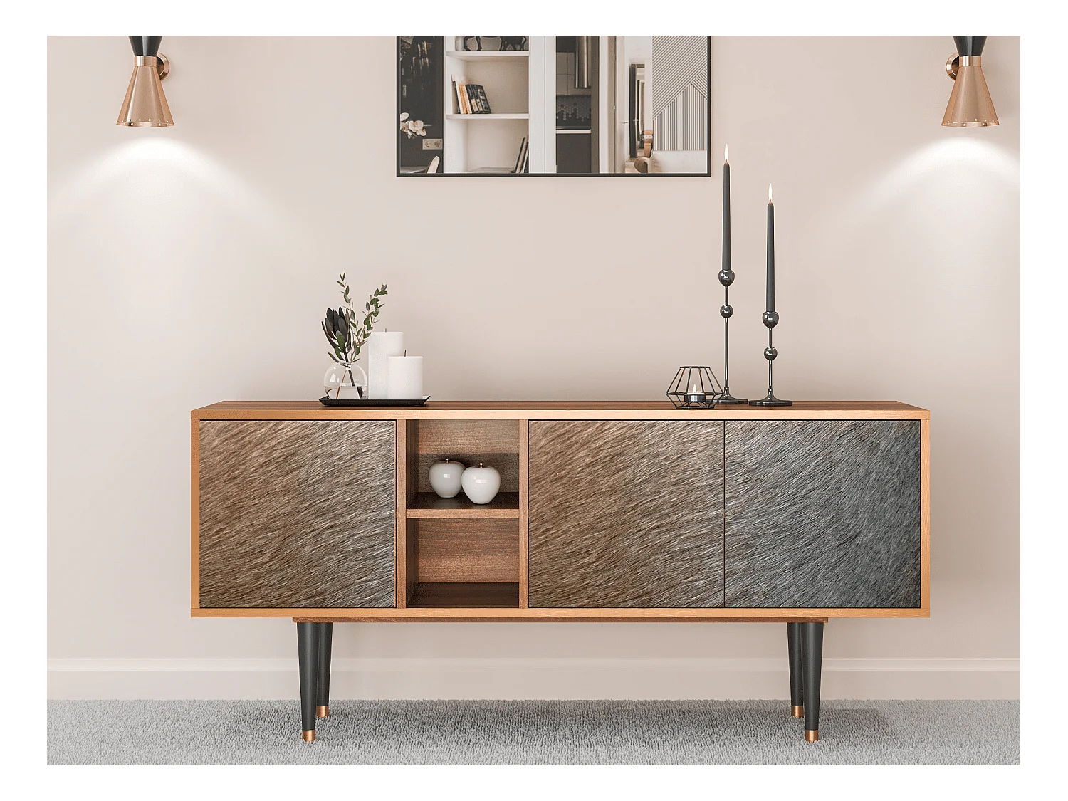 Meuble TV - 150х69х41 cm - T5 - Peanut Hair, Noyer