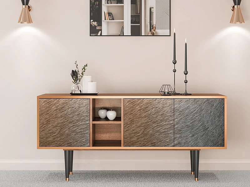 Mueble de TV - 150х69х41 cm - T5 - Peanut Hair, Nogal