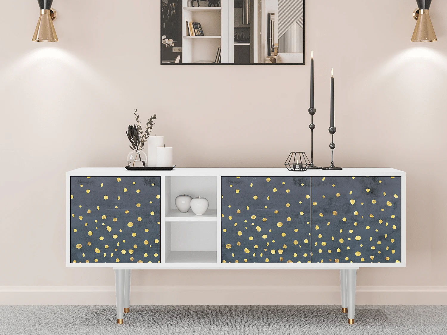 Szafka RTV - 150х69х41 cm - T5 - Foggy Lights, Biały