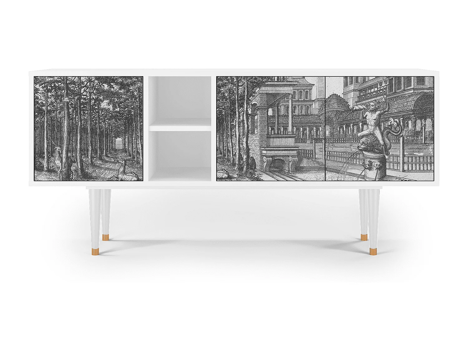 Meuble TV - 150х69х41 cm - T5 - View of the Piazza, Blanc