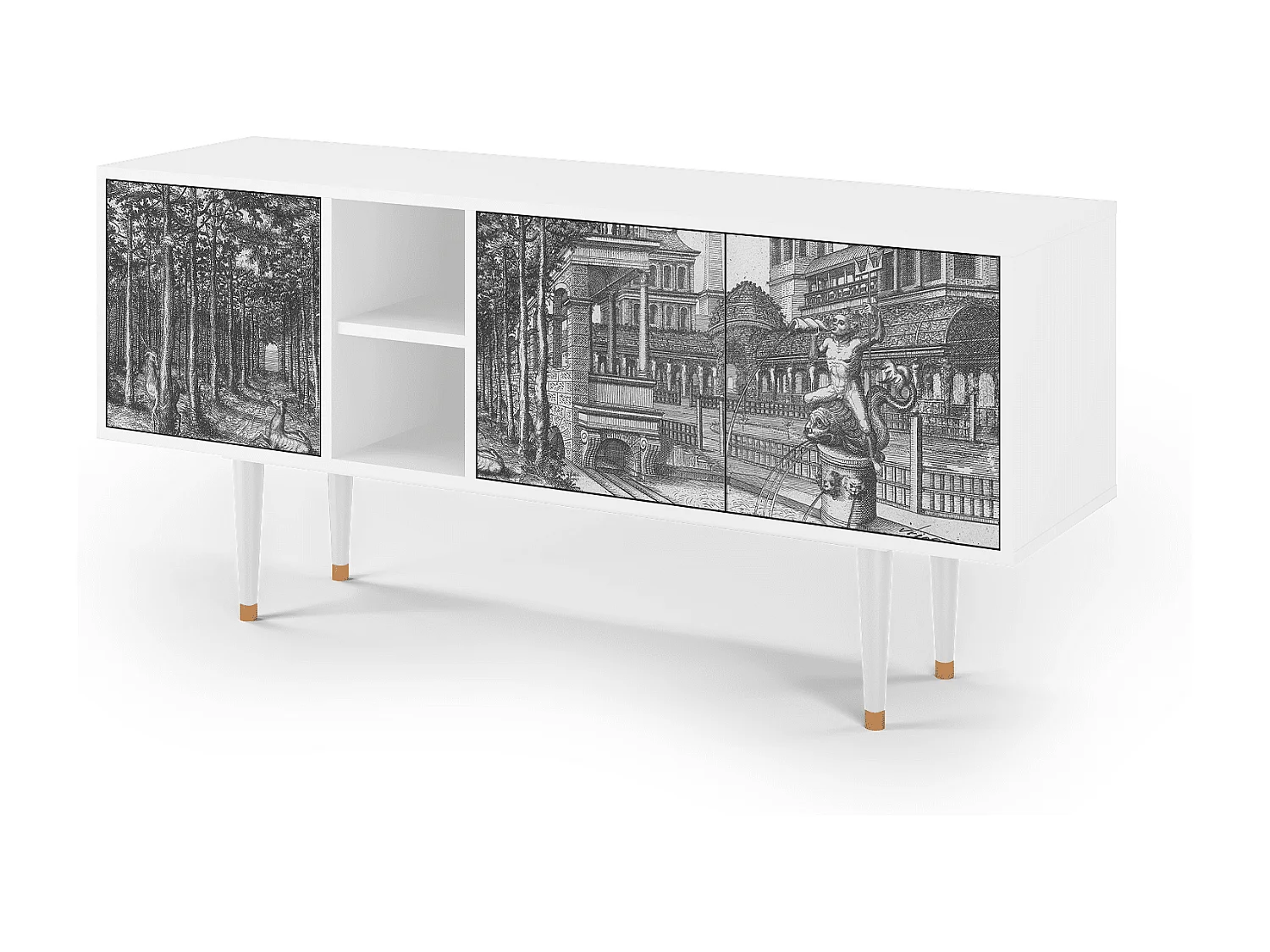 Meuble TV - 150х69х41 cm - T5 - View of the Piazza, Blanc