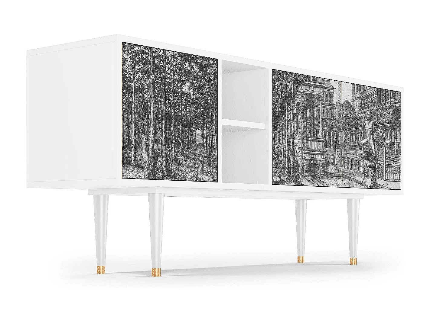 Meuble TV - 150х69х41 cm - T5 - View of the Piazza, Blanc