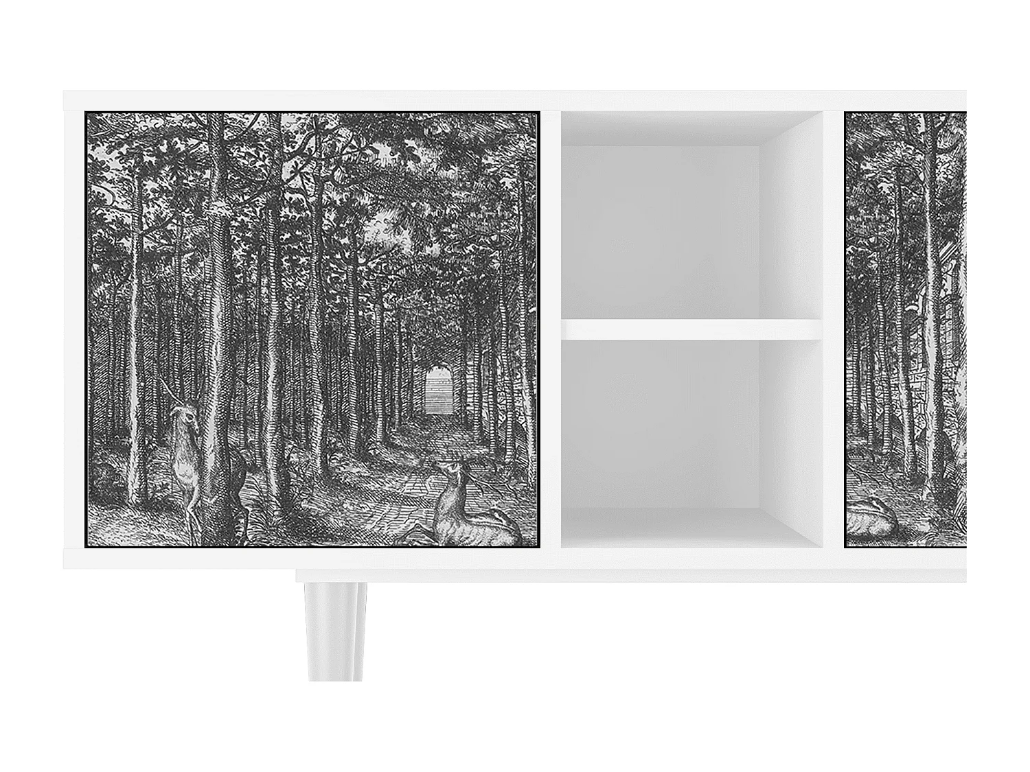 Meuble TV - 150х69х41 cm - T5 - View of the Piazza, Blanc