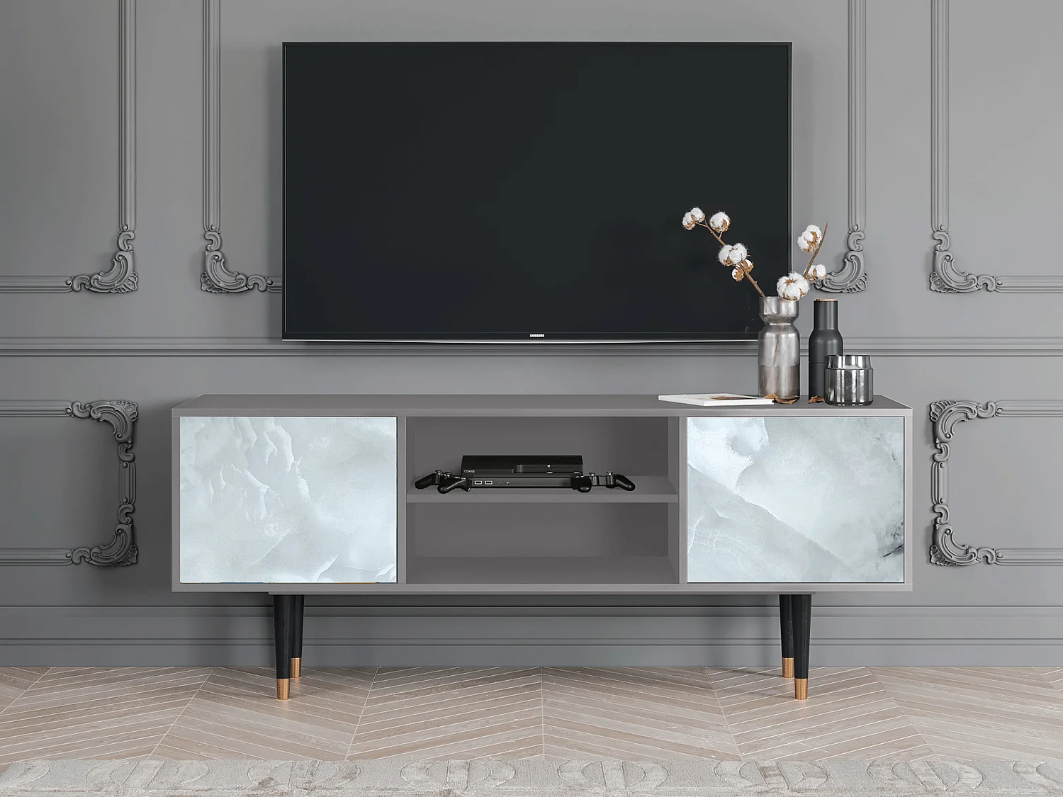 Mobile TV - 170х69х48 cm - T2 - The Onyx, Grigio