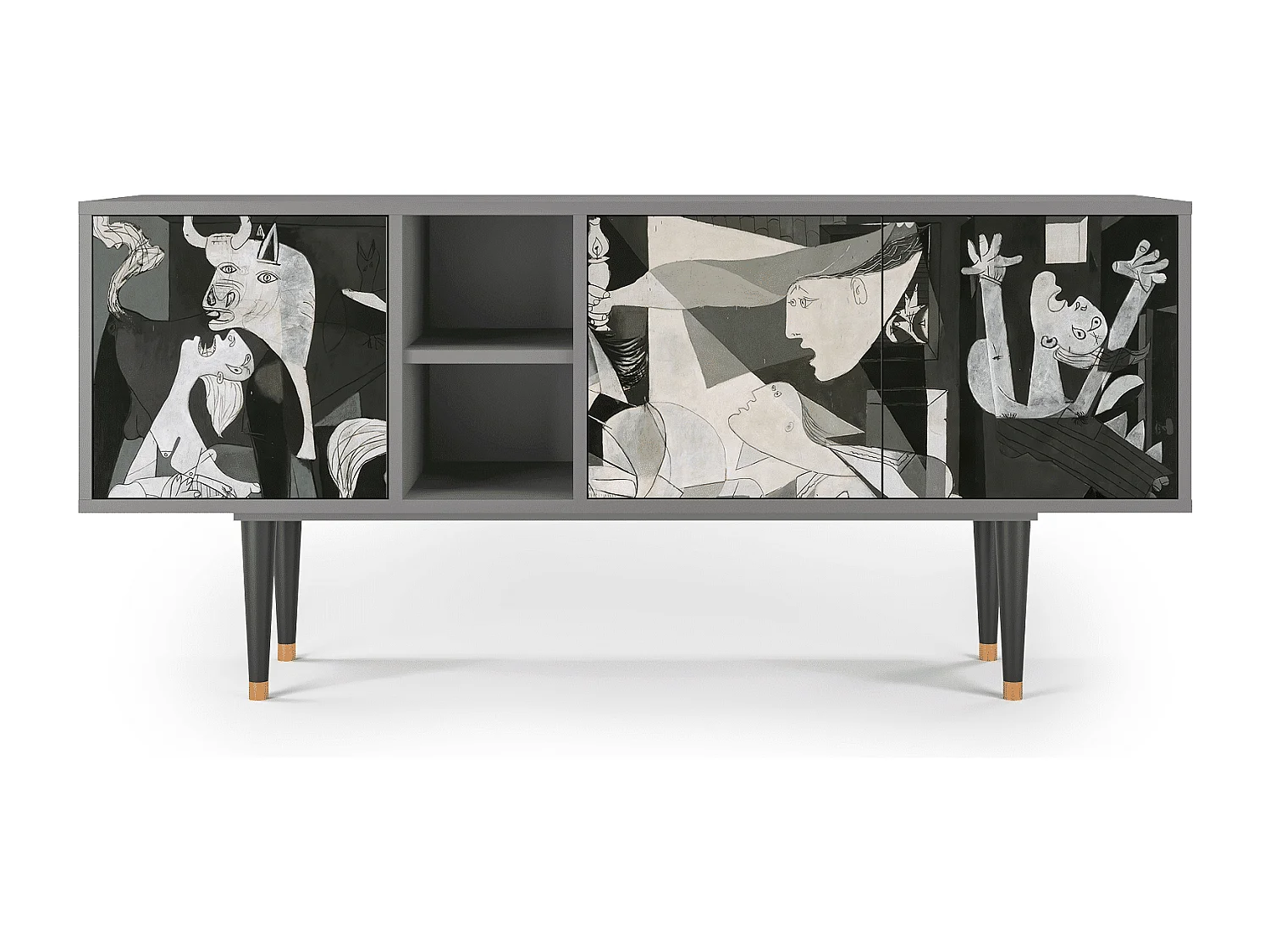 Mueble de TV - 150х69х41 cm - T5 - Guernica by Picasso, Gris