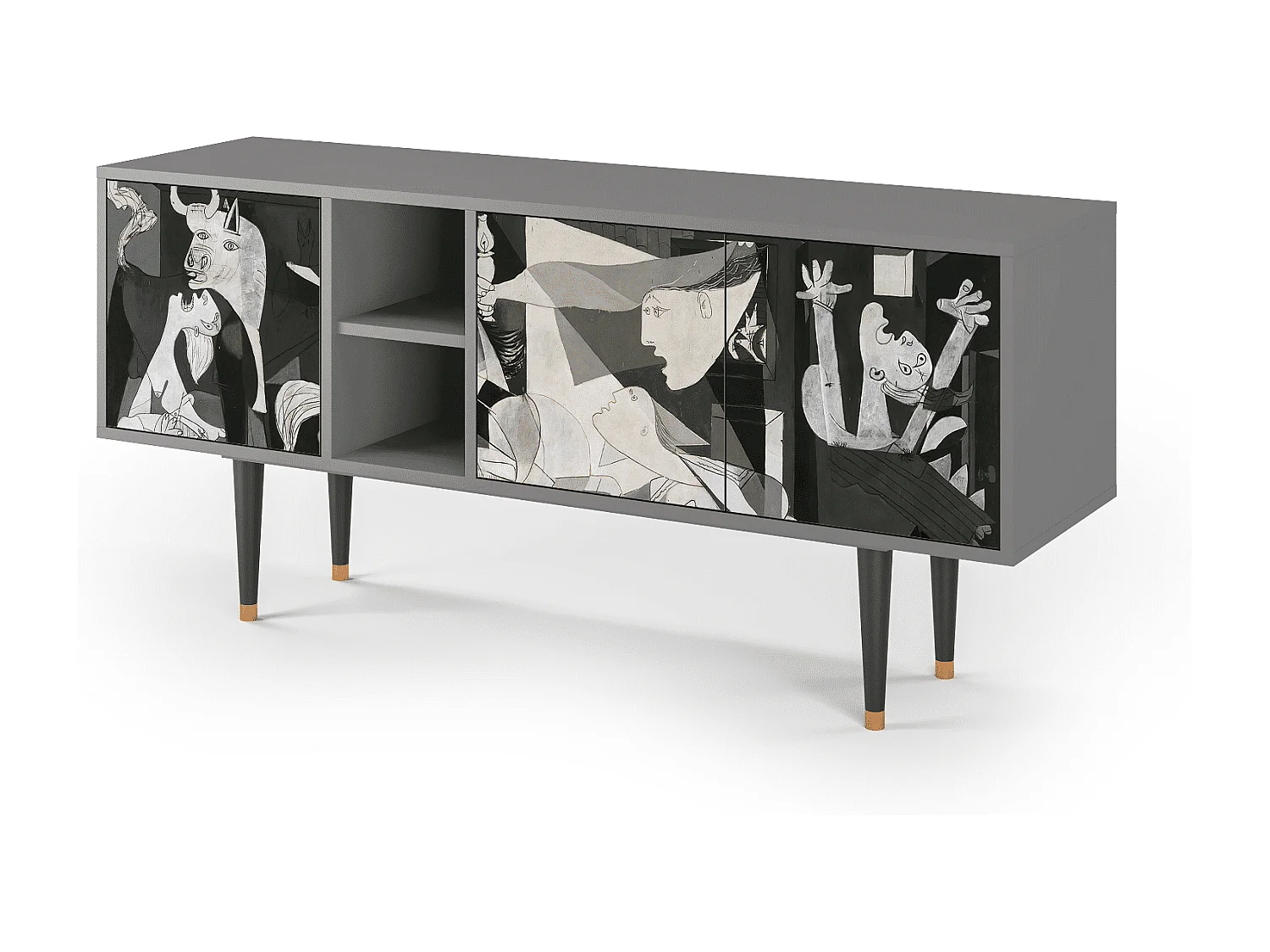 Mueble de TV - 150х69х41 cm - T5 - Guernica by Picasso, Gris