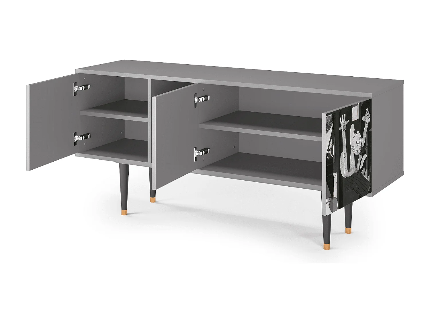 Mueble de TV - 150х69х41 cm - T5 - Guernica by Picasso, Gris