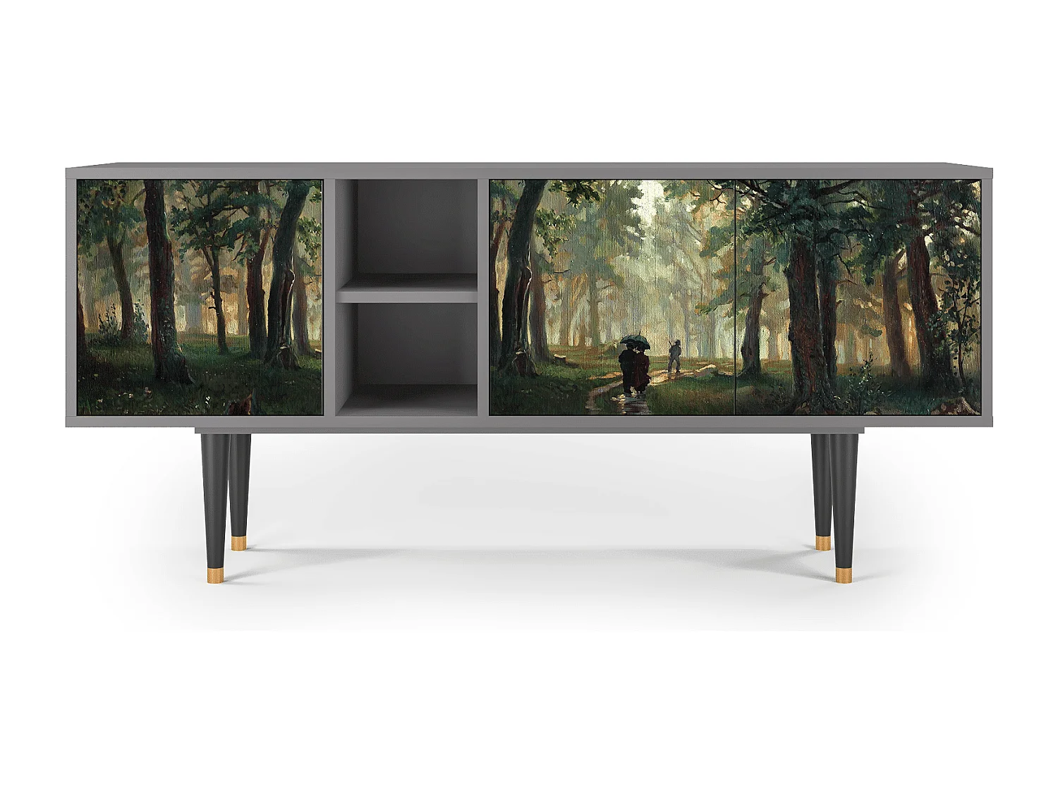 Szafka RTV - 150х69х41 cm - T5 -  Rain in the Oak Forest, Szary