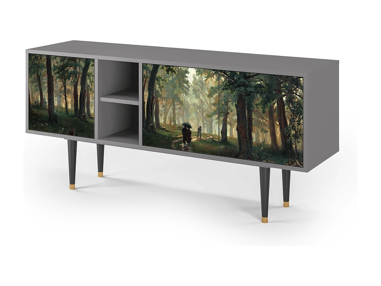 Szafka RTV - 150х69х41 cm - T5 -  Rain in the Oak Forest, Szary