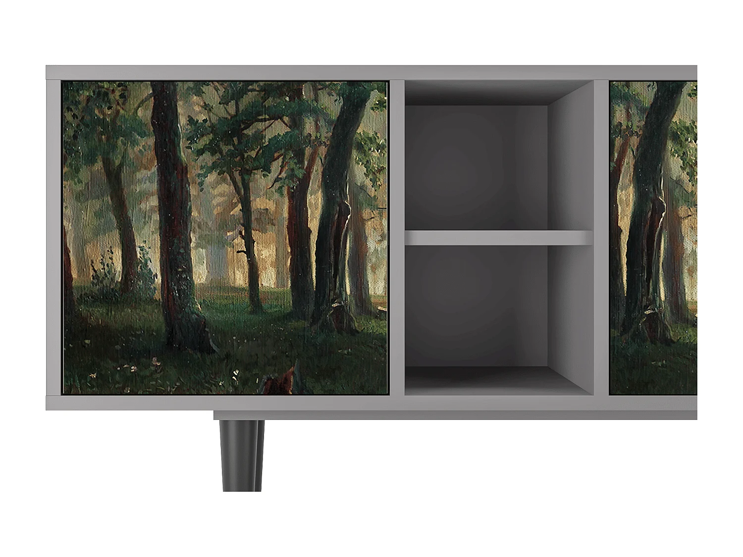 Szafka RTV - 150х69х41 cm - T5 -  Rain in the Oak Forest, Szary