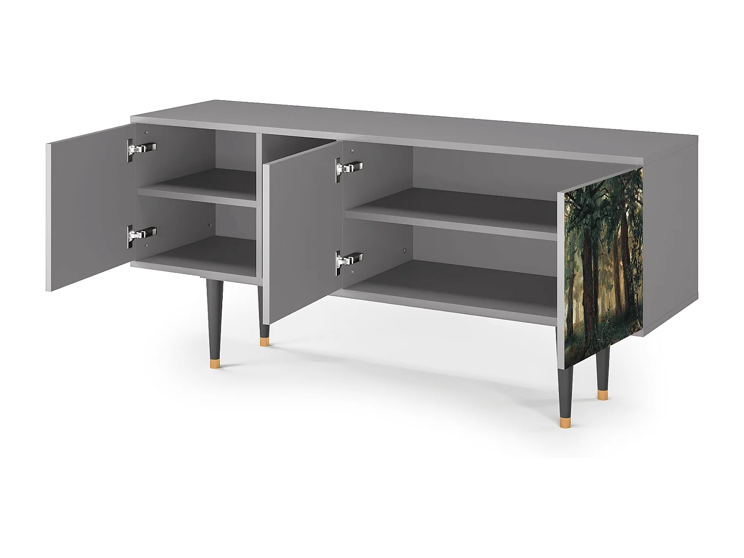 Szafka RTV - 150х69х41 cm - T5 -  Rain in the Oak Forest, Szary