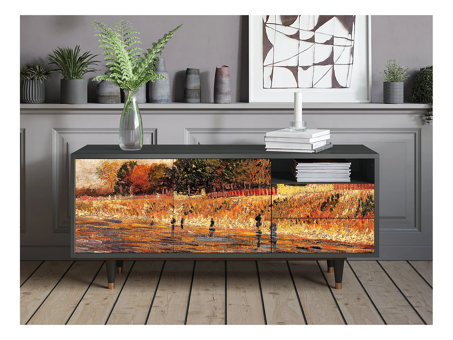 Mobile TV - 125х56х41 cm - T7 - The Banks, Antracite