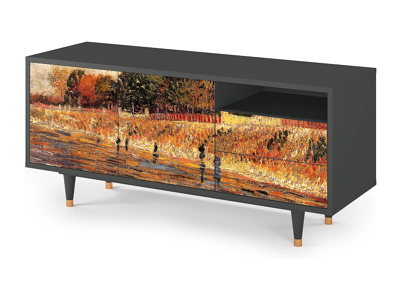 Szafka RTV - 125х56х41 cm - T7 - The Banks, Antracyt