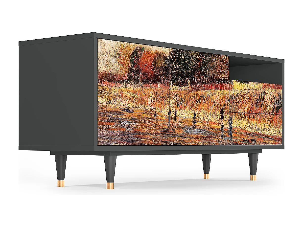 Szafka RTV - 125х56х41 cm - T7 - The Banks, Antracyt