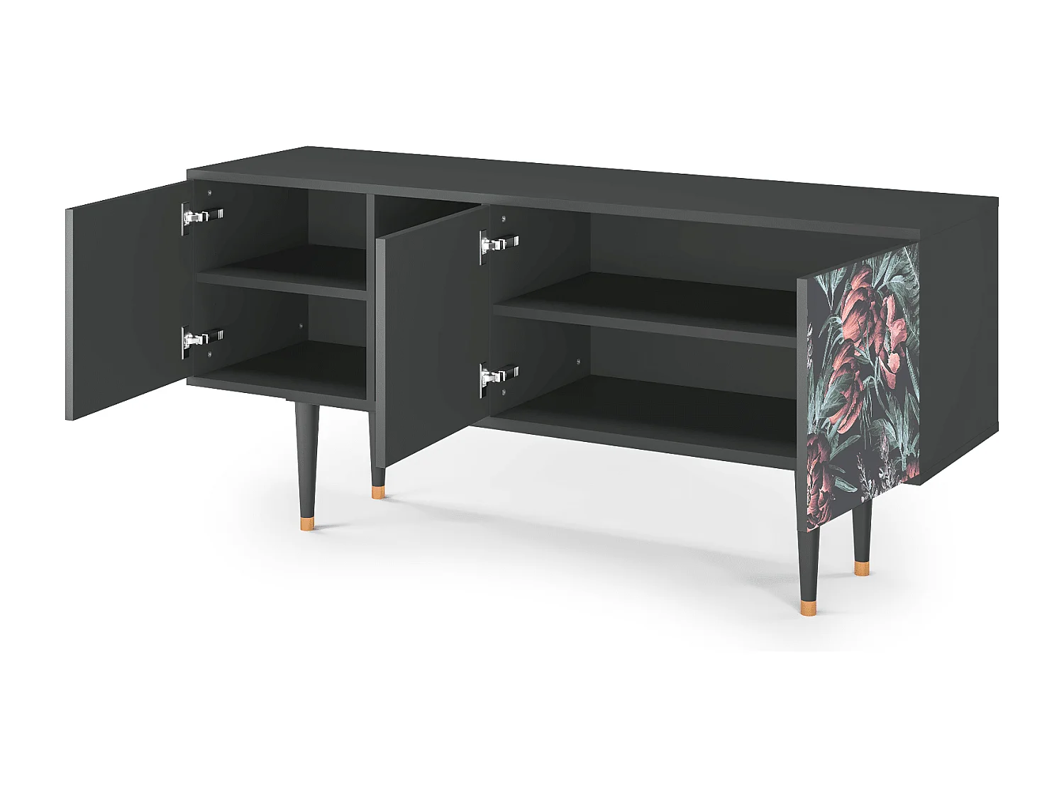 Szafka RTV - 150х69х41 cm - T5 - Dark Peonies, Antracyt