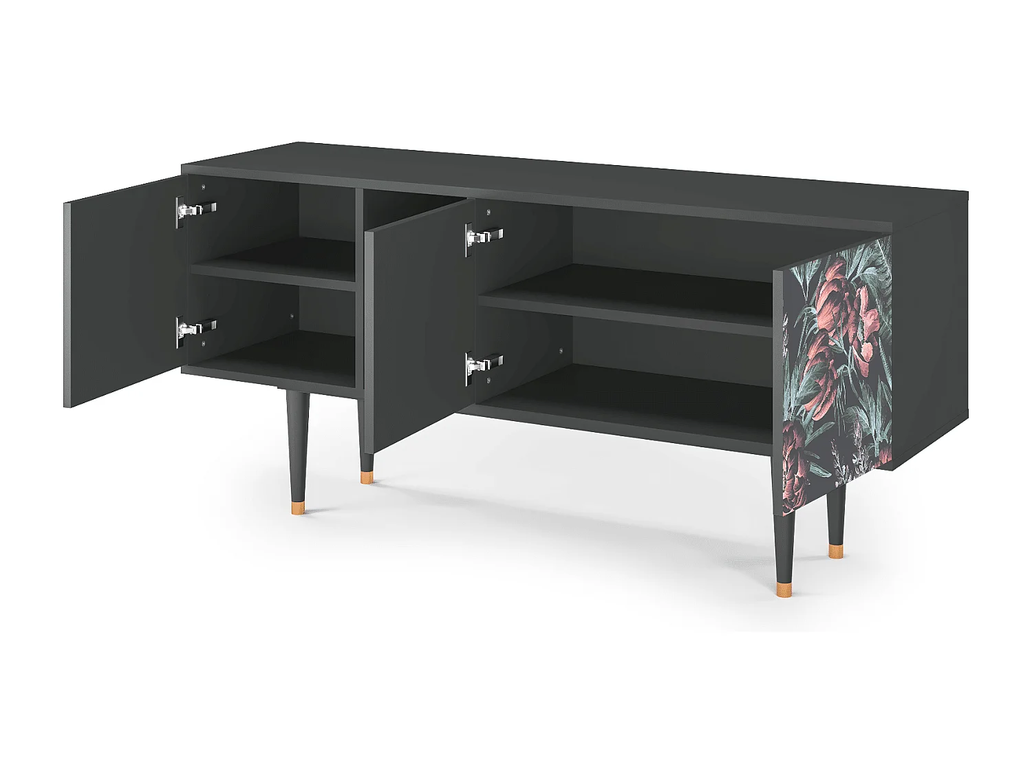 TV-Möbel - 150х69х41 cm - T5 - Dark Peonies, Anthrazit