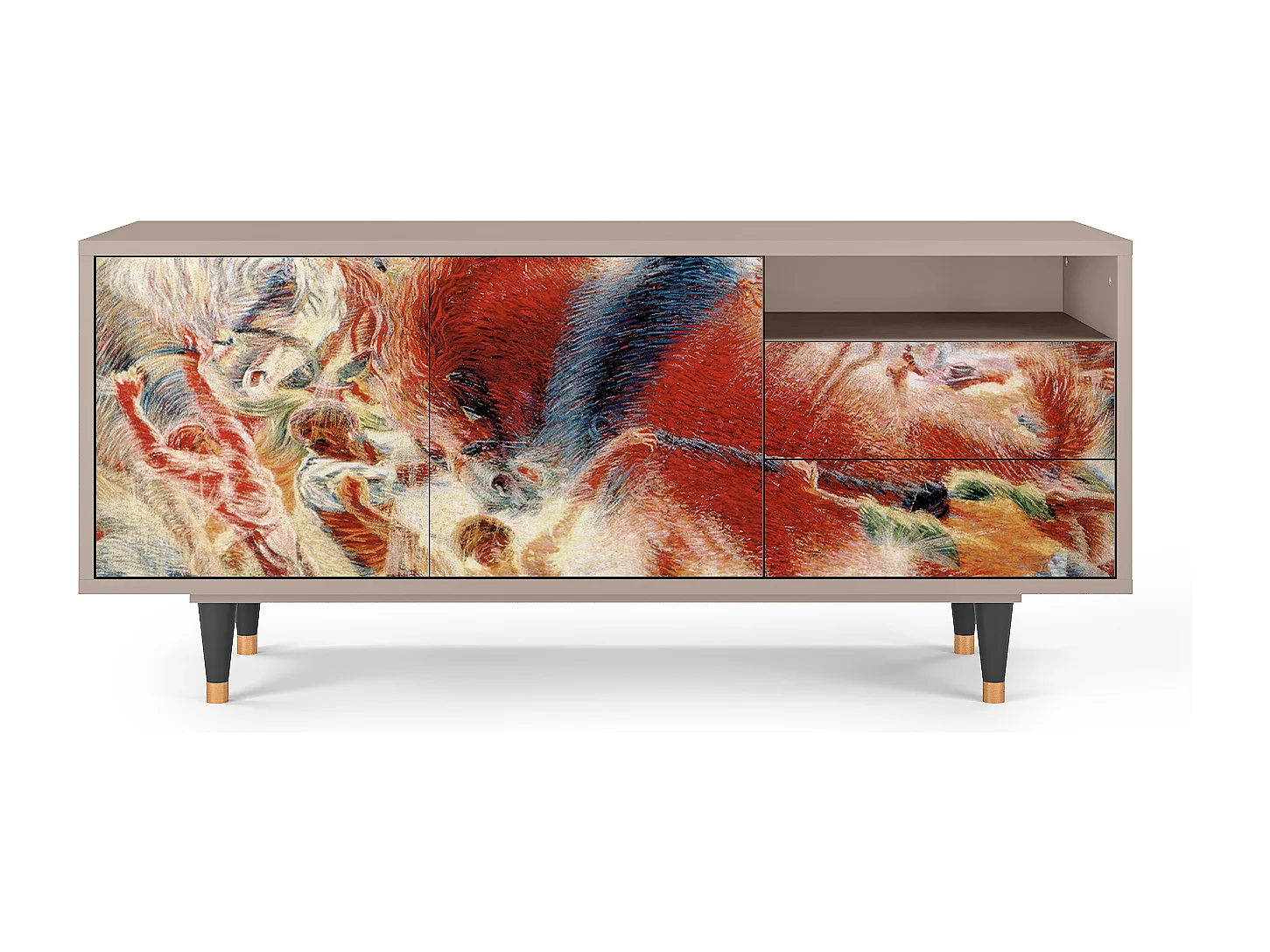 Meuble TV - 125х56х41 cm - T7 - The City Rises, Latte