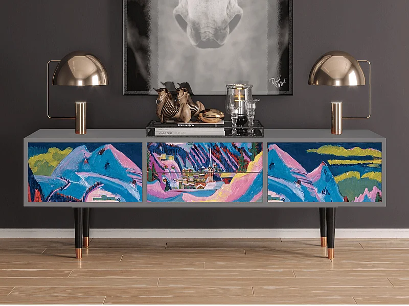 TV-meubel - 170х59х48 cm - T4 - Davos Winter, Grijs