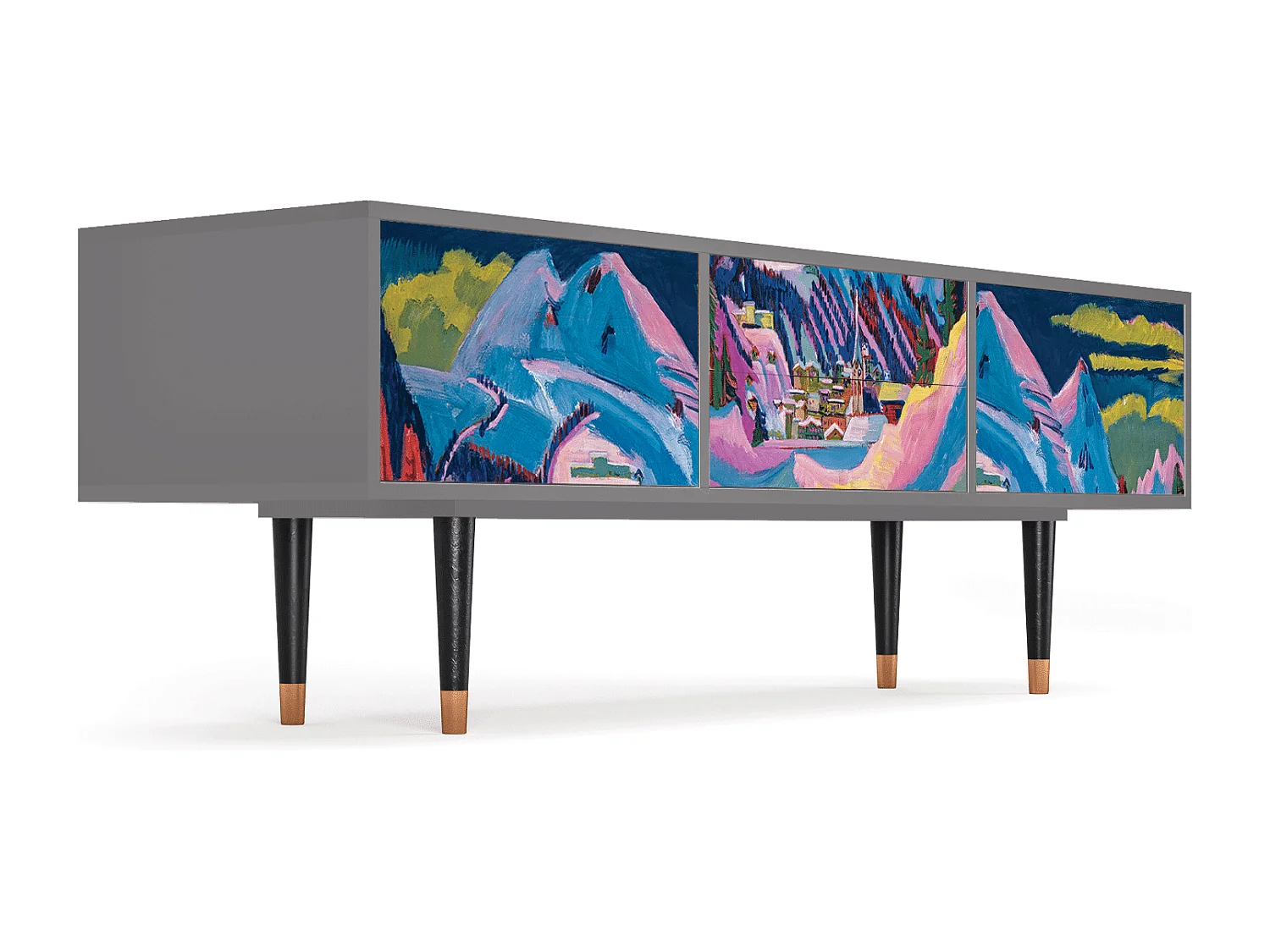 Meuble TV - 170х59х48 cm - T4 - Davos Winter, Gris