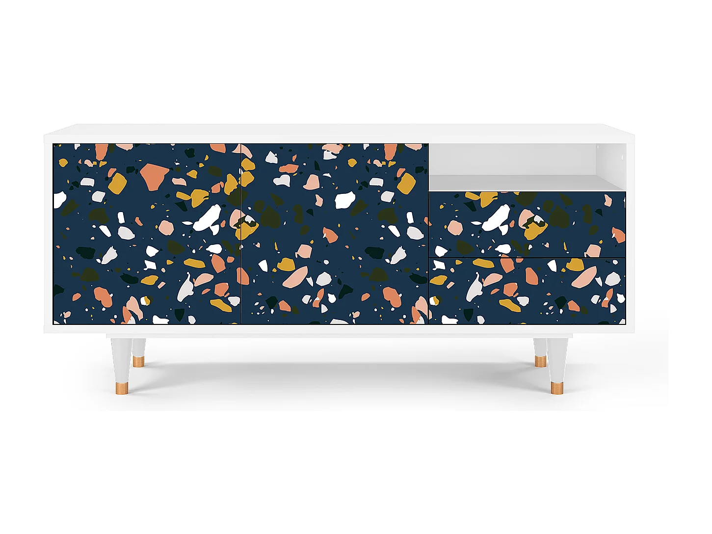 Meuble TV - 125х56х41 cm - T7 - Night Sky Langhterns, Blanc