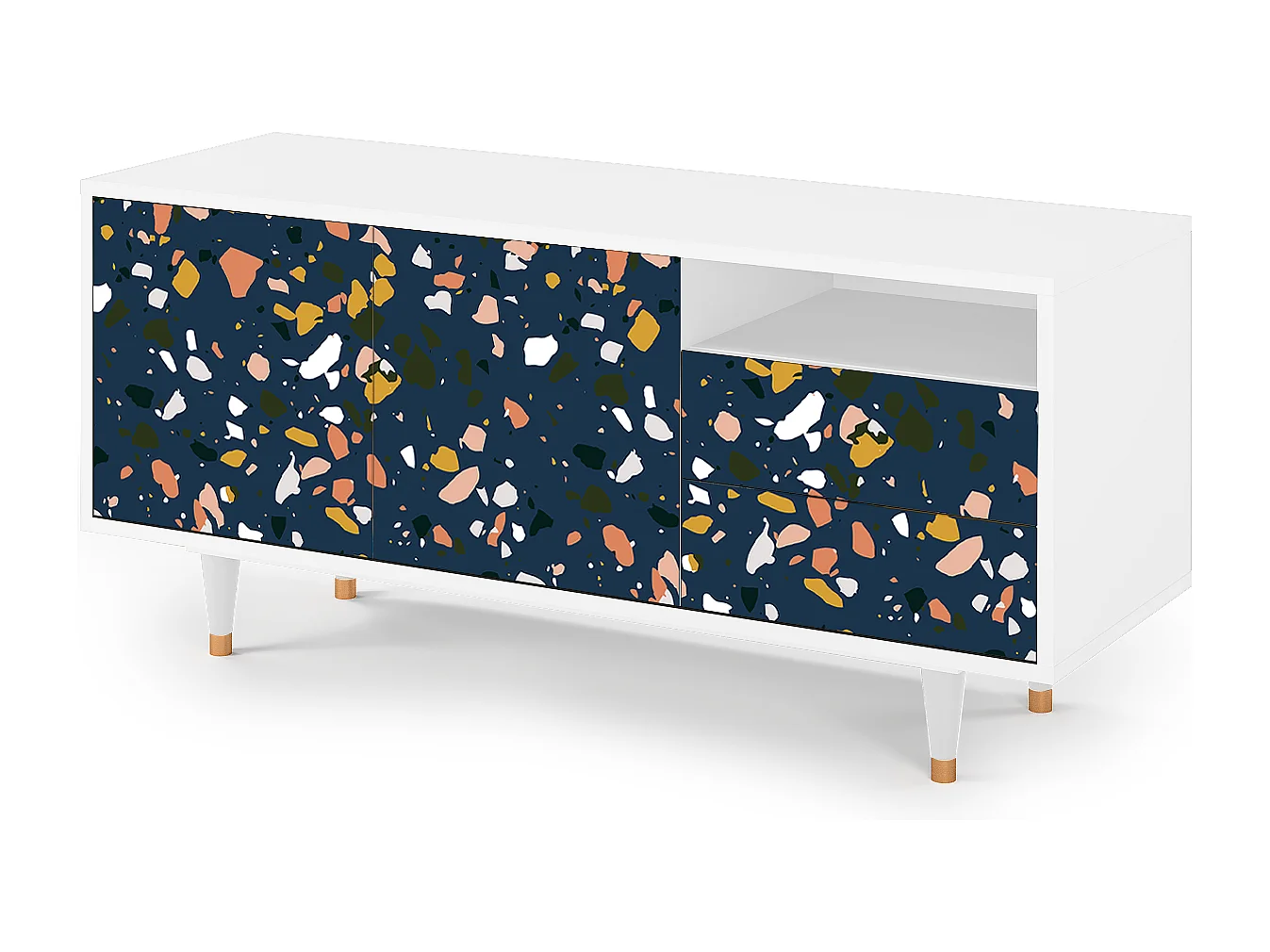 Meuble TV - 125х56х41 cm - T7 - Night Sky Langhterns, Blanc