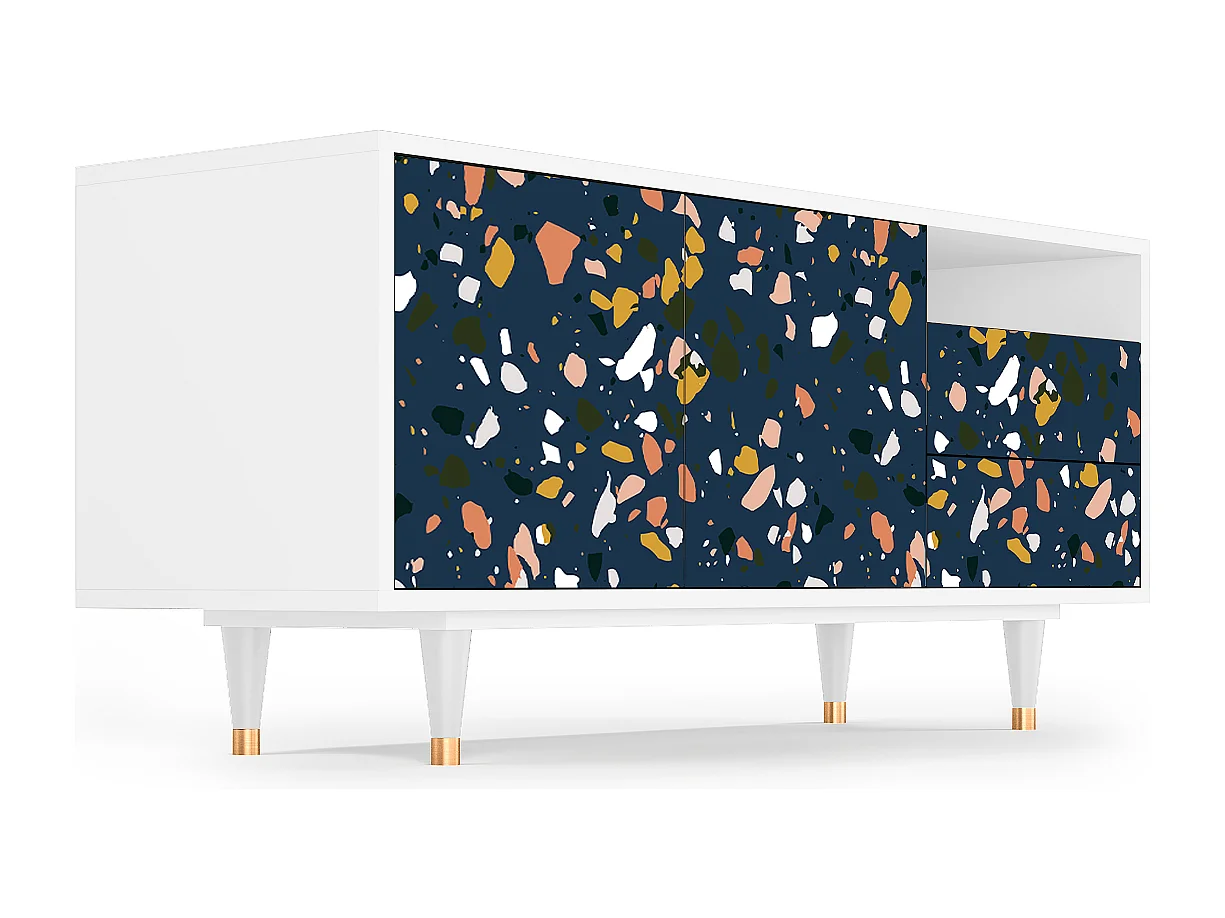 Meuble TV - 125х56х41 cm - T7 - Night Sky Langhterns, Blanc