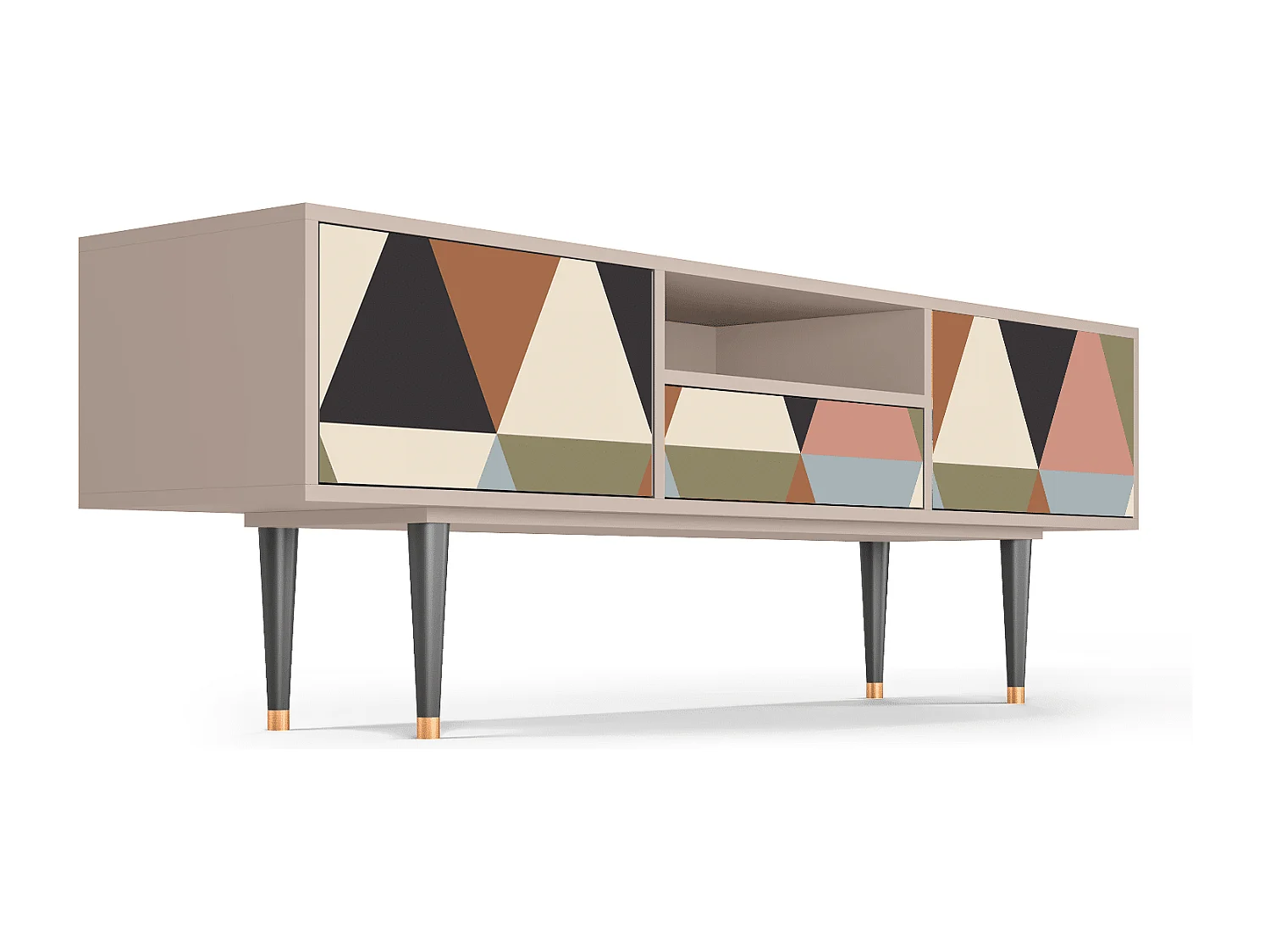 Mueble de TV - 170х59х41 cm - T6 - Royal Triangles, Latte