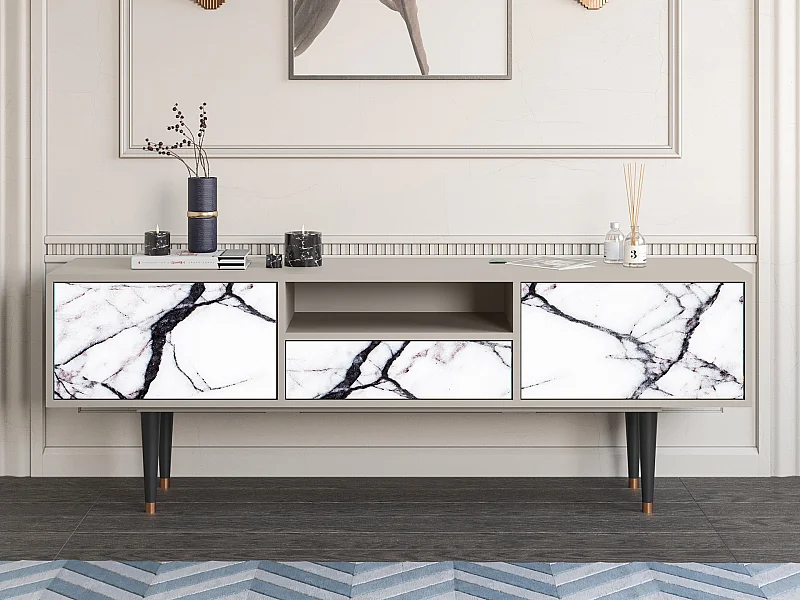 Meuble TV - 170х59х41 cm - T6 - Raven Marble, Sable