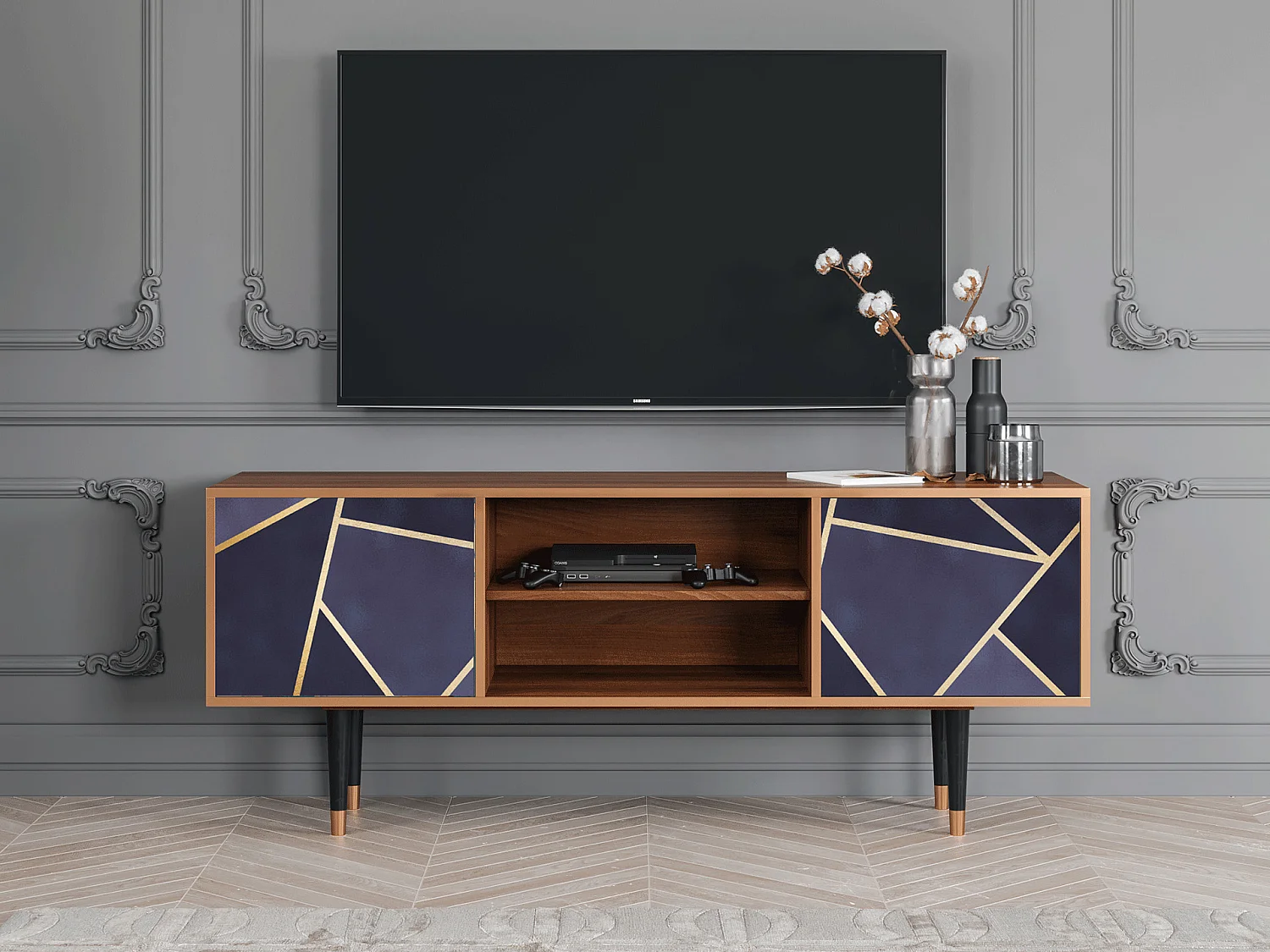 TV-meubel - 170х69х48 cm - T2 - The Amethyst, Walnoot