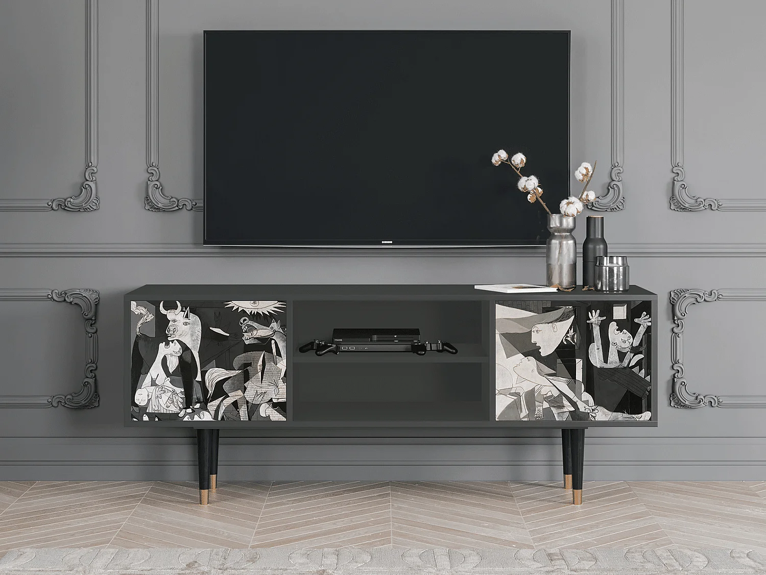 TV-meubel - 170х69х48 cm - T2 - Guernica by Picasso, Antraciet