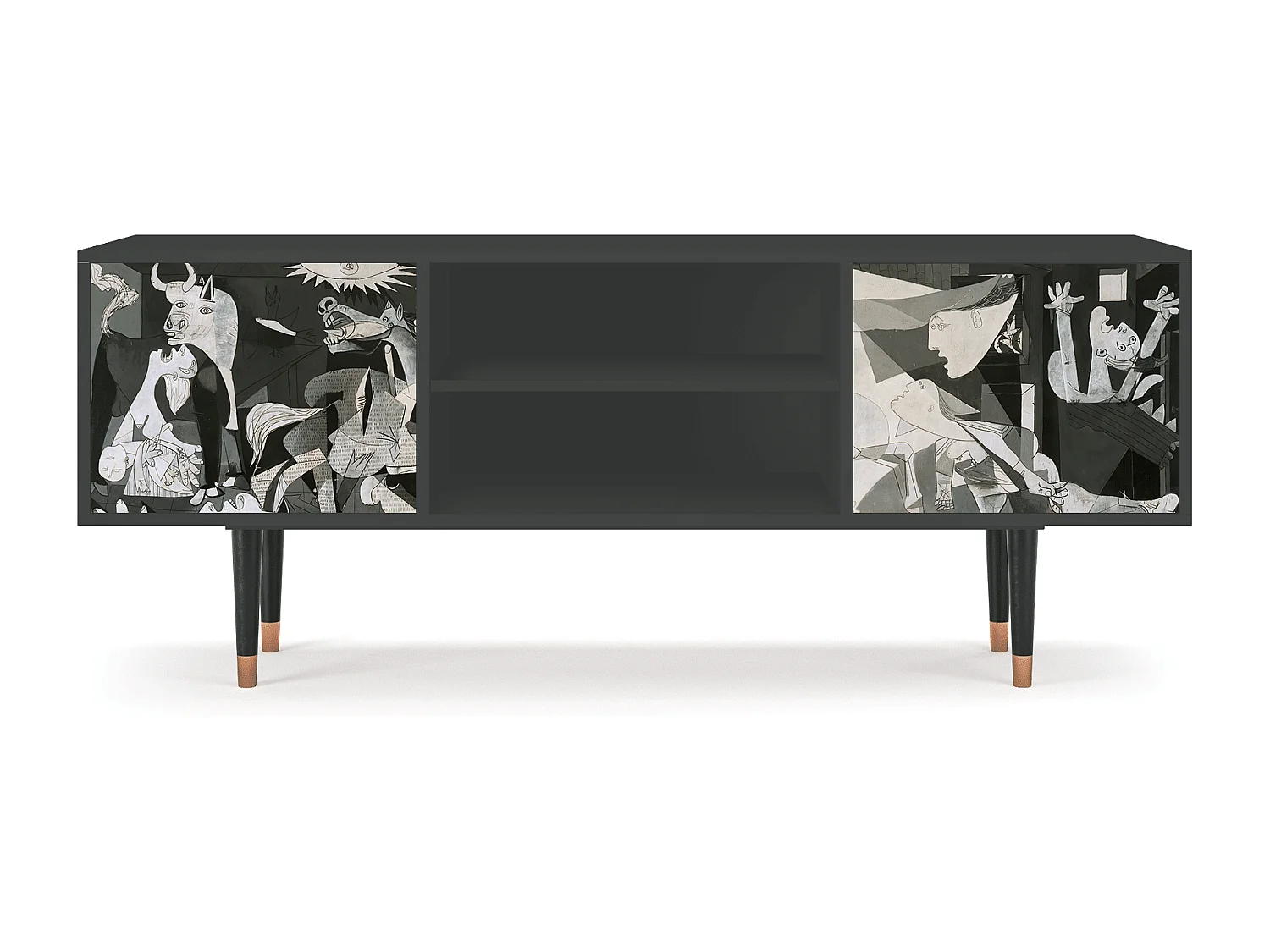 Szafka RTV - 170х69х48 cm - T2 - Guernica by Picasso, Antracyt