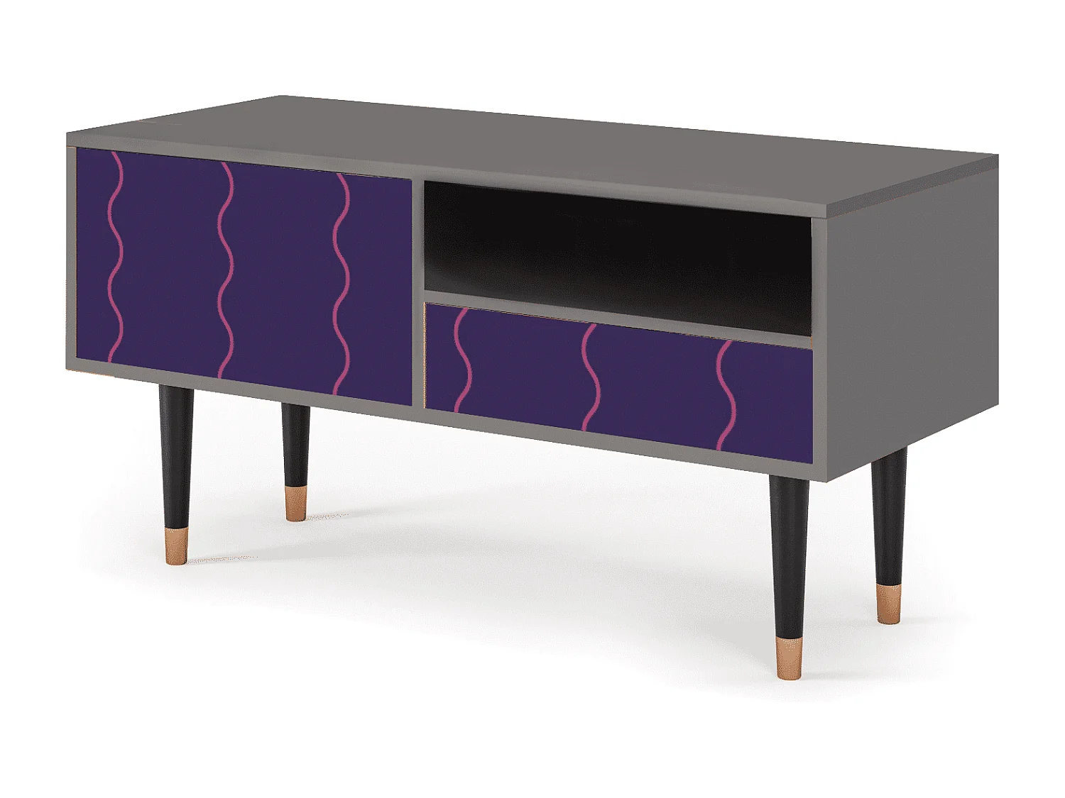 Meuble TV - 115х59х48 cm - T3 - Grape Maccaroni, Gris