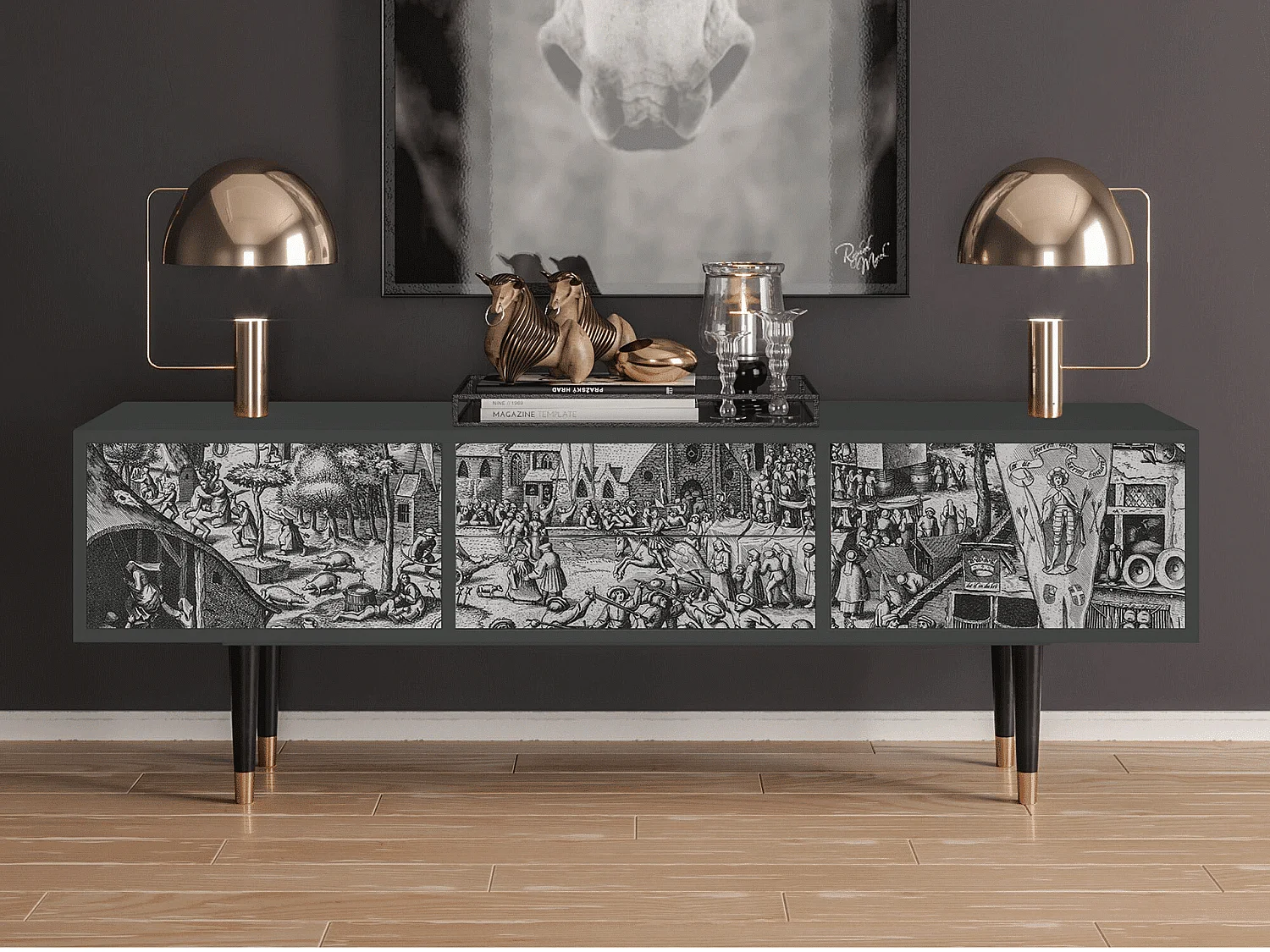 TV-meubel - 170х59х48 cm - T4 - The Festival of Saint, Antraciet