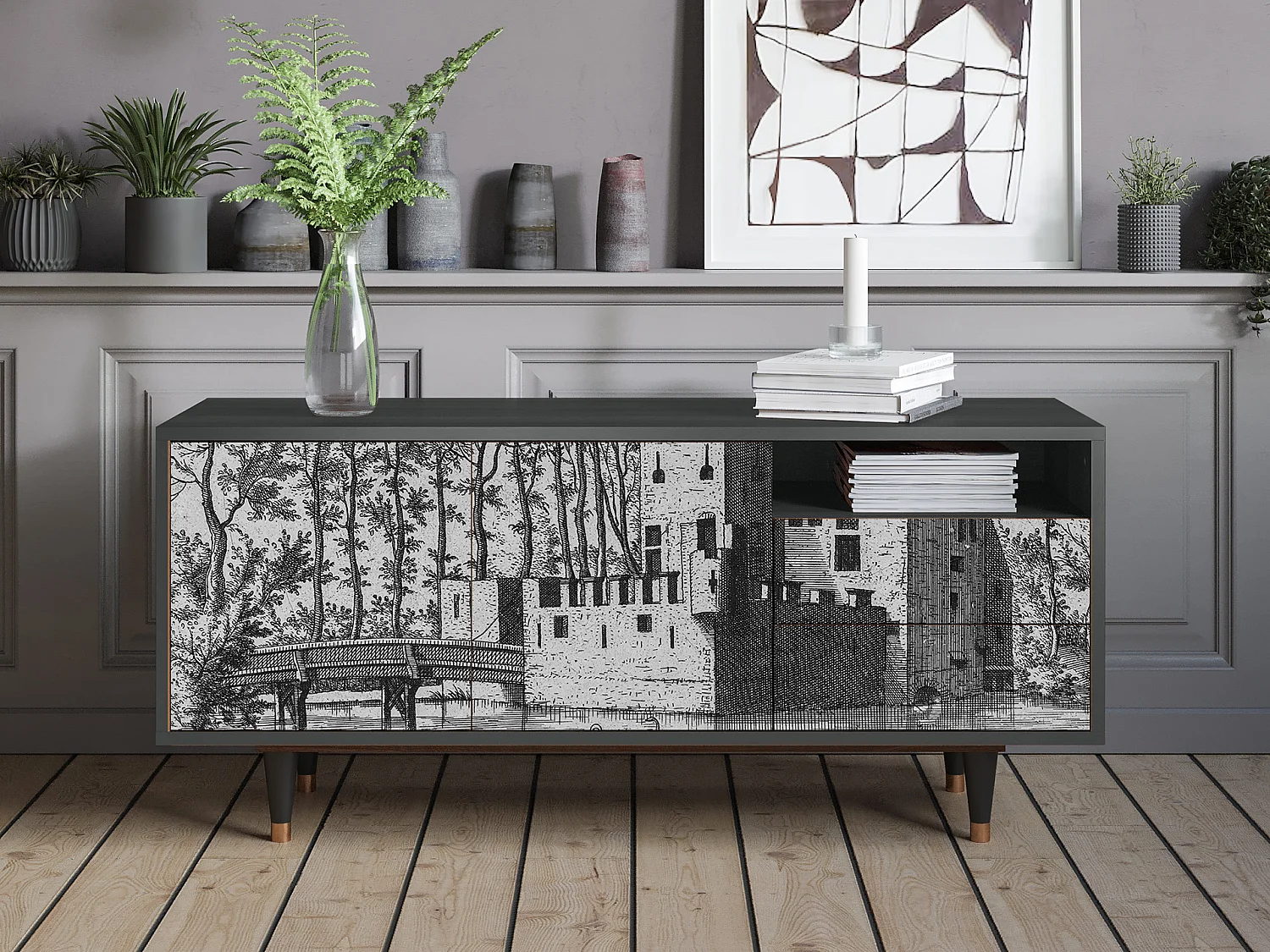 TV-Möbel - 125х56х41 cm - T7 - Castle by Breugel, Anthrazit