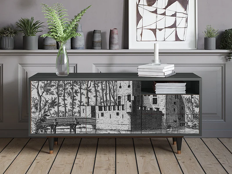 Mueble de TV - 125х56х41 cm - T7 - Castle by Breugel, Antracita