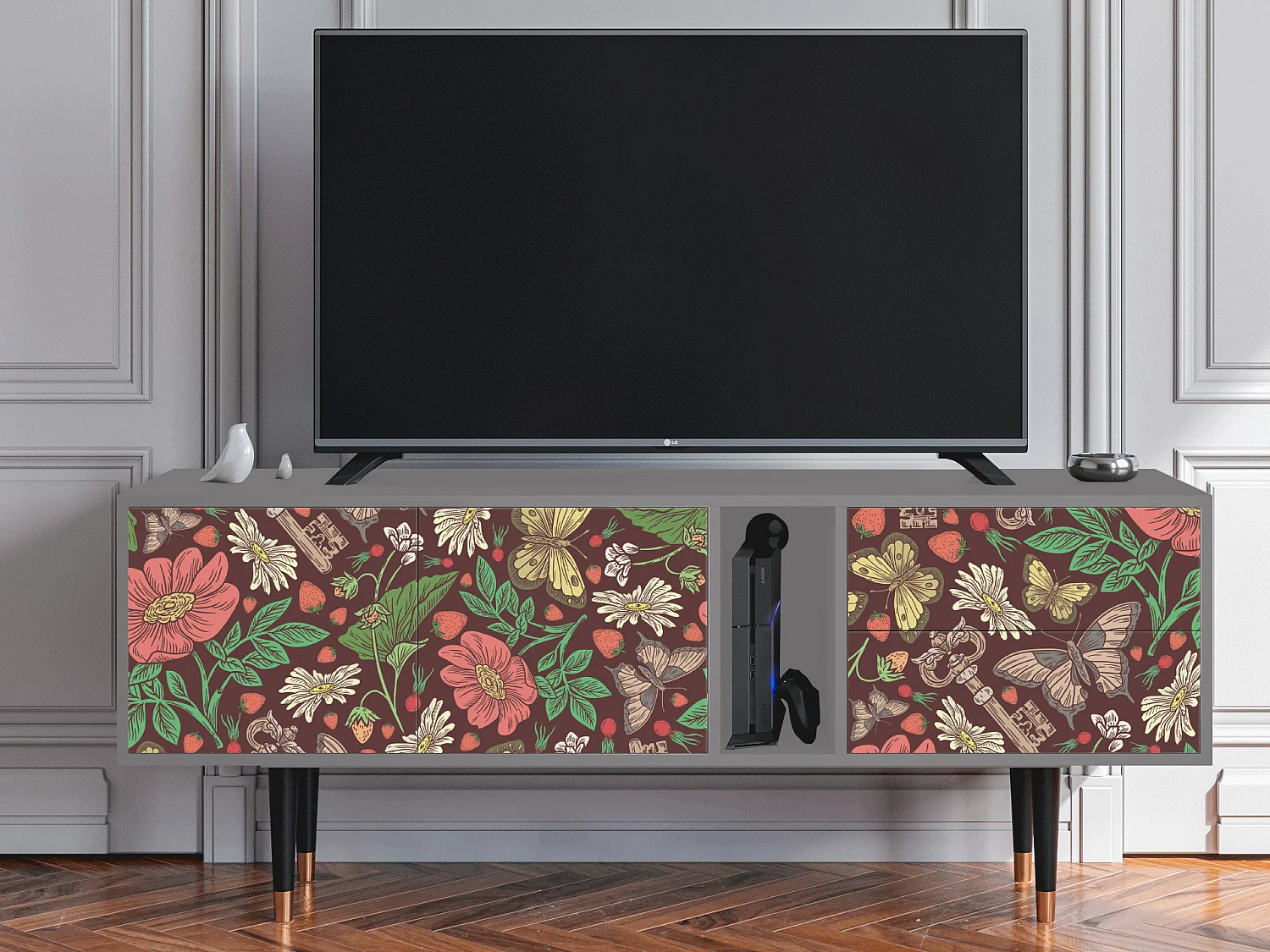 Mueble de TV - 170х69х48 cm - T1 - Alice in Wonderland, Cinza