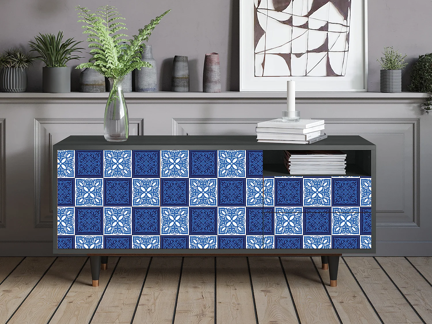 Meuble TV - 125х56х41 cm - T7 - Light Path, Anthracite