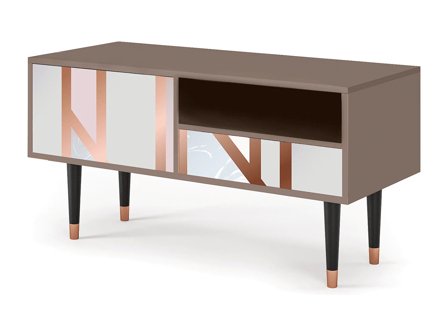 Mueble de TV - 115х59х48 cm - T3 - Champagne Story, Latte