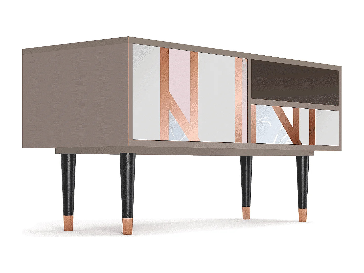 Mueble de TV - 115х59х48 cm - T3 - Champagne Story, Latte