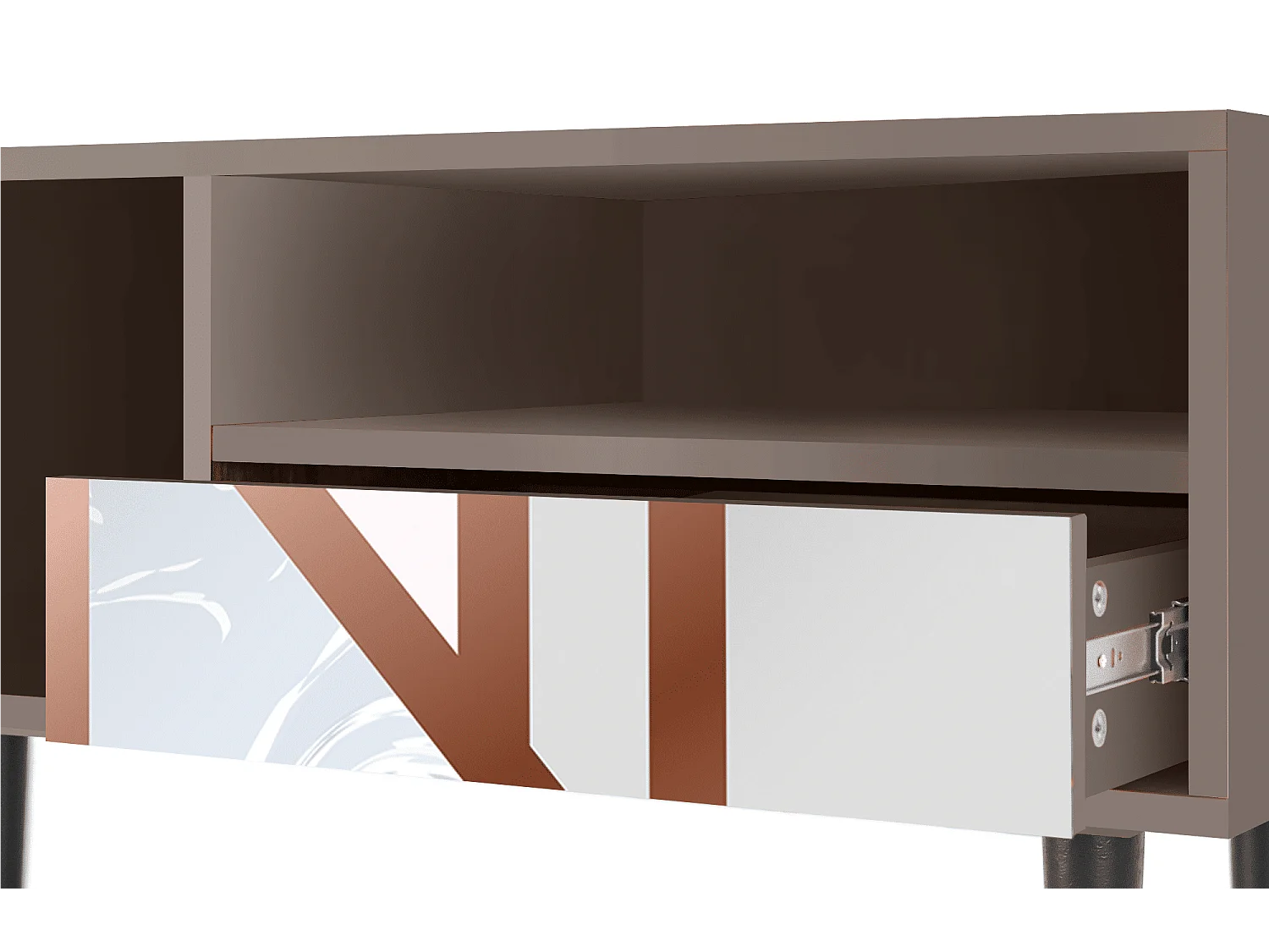 Mueble de TV - 115х59х48 cm - T3 - Champagne Story, Latte