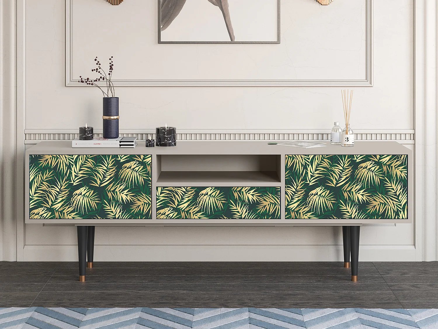 TV-Möbel - 170х59х41 cm - T6 - Sunny Palm Tree, Sand