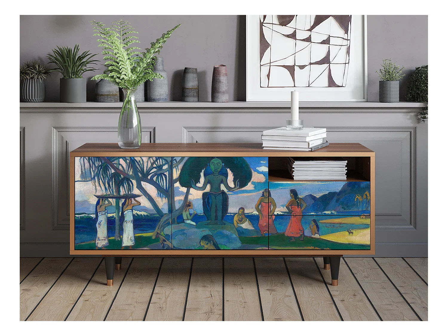 Meuble TV - 125х56х41 cm - T7 - Day of the God, Noyer