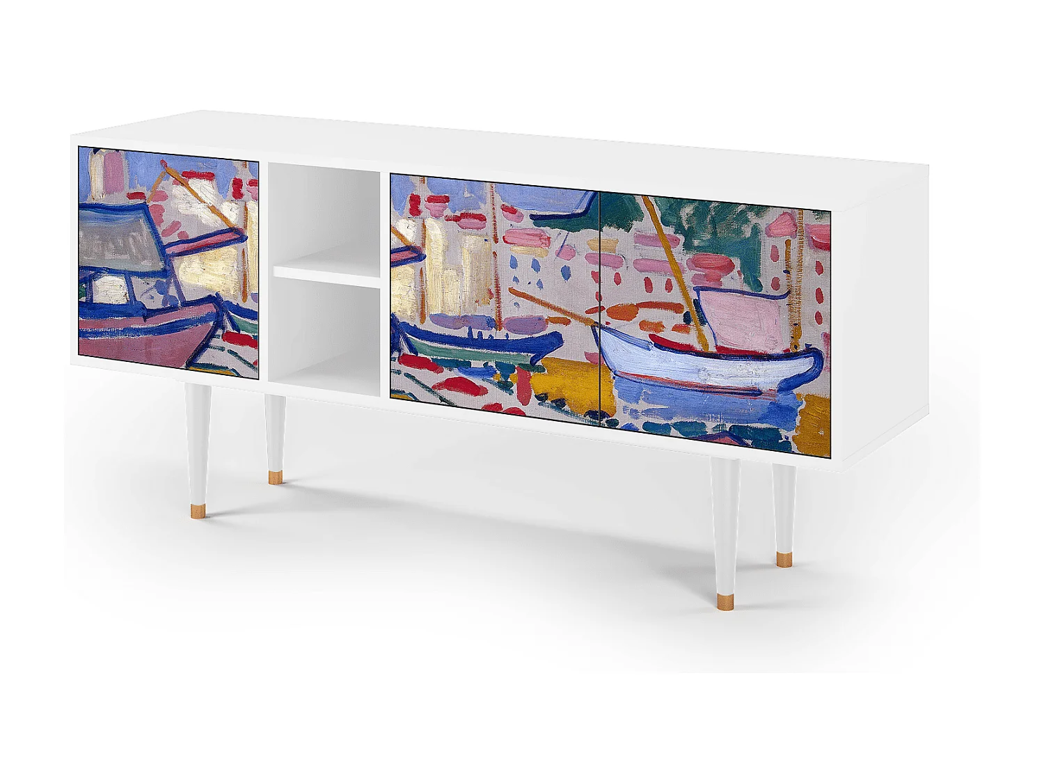 Mobile TV - 150х69х41 cm - T5 - The Port of Collioure , Bianco