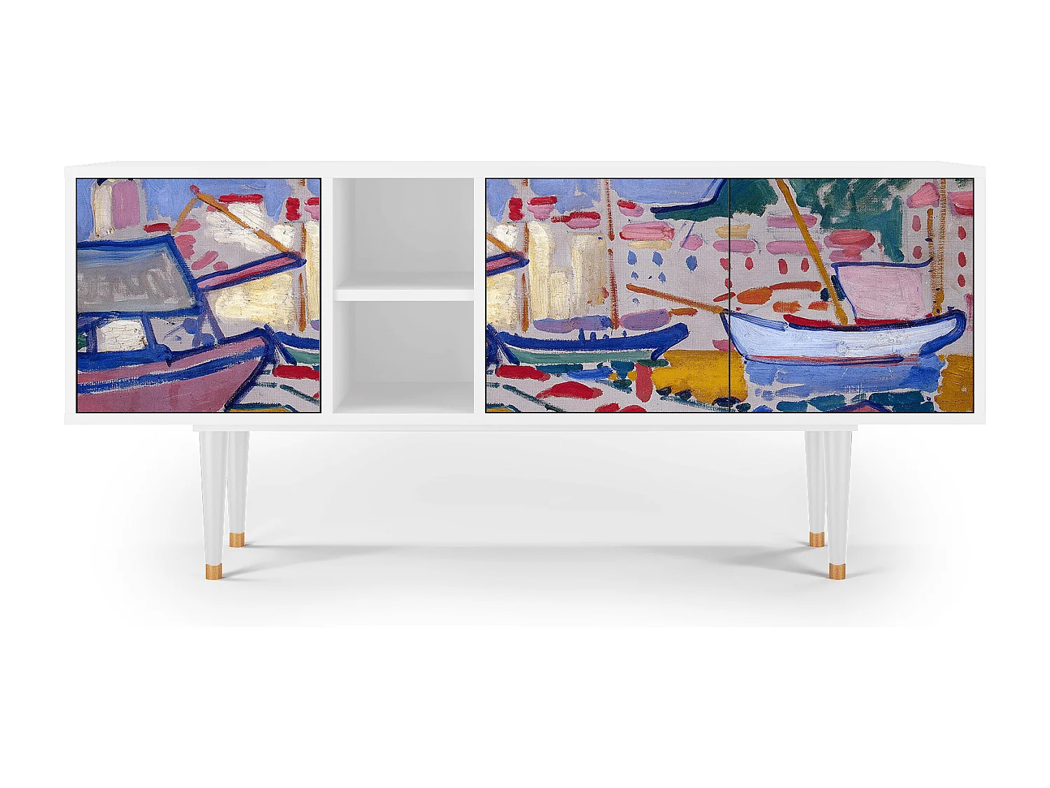 Szafka RTV - 150х69х41 cm - T5 - The Port of Collioure , Biały