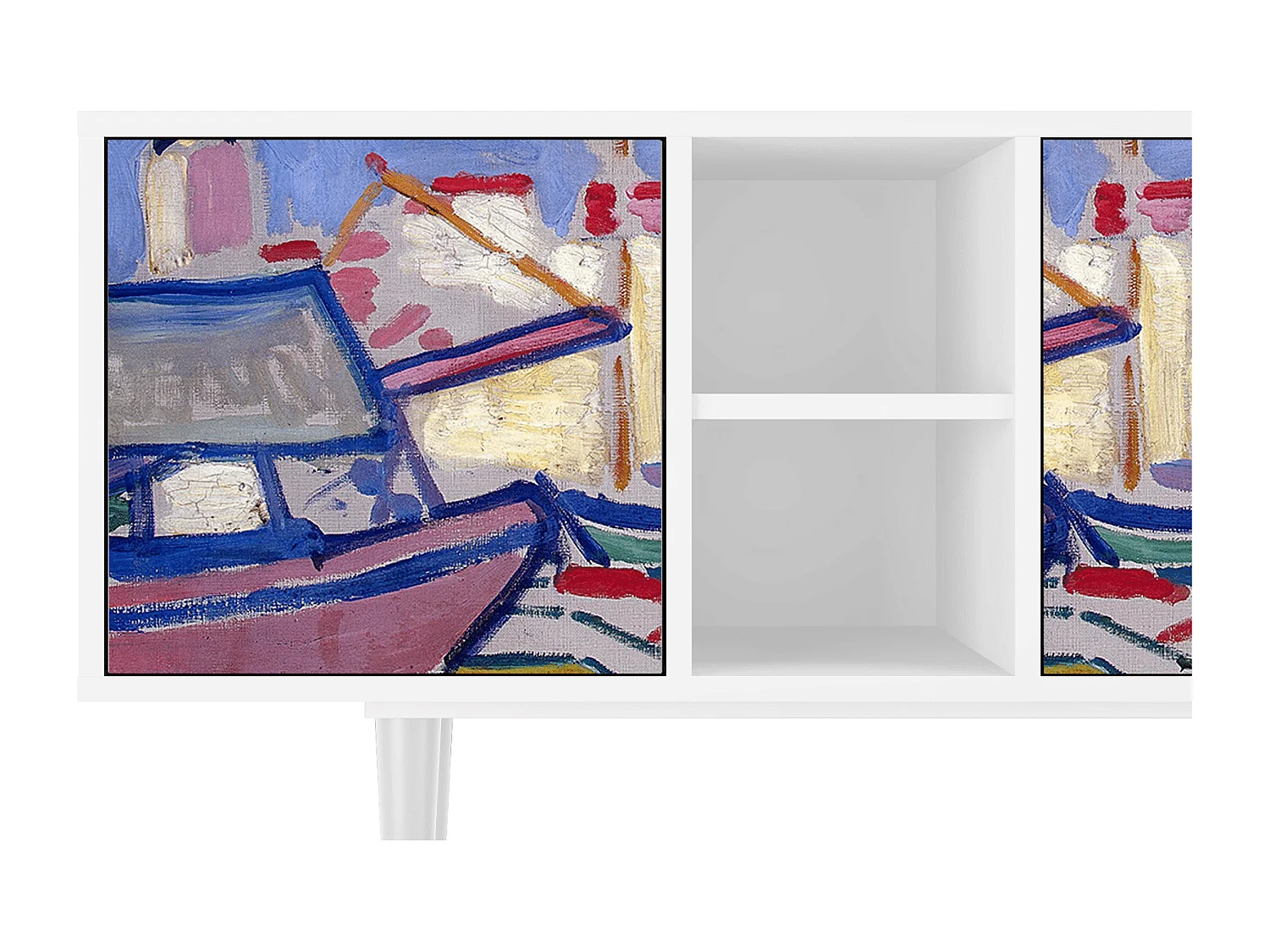 Szafka RTV - 150х69х41 cm - T5 - The Port of Collioure , Biały