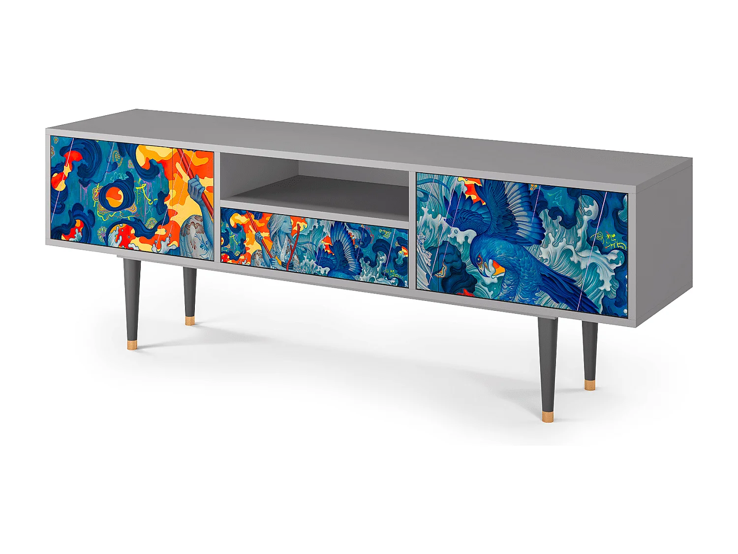 Mueble de TV - 170х59х41 cm - T6 - The Girl - James Jean, Gris