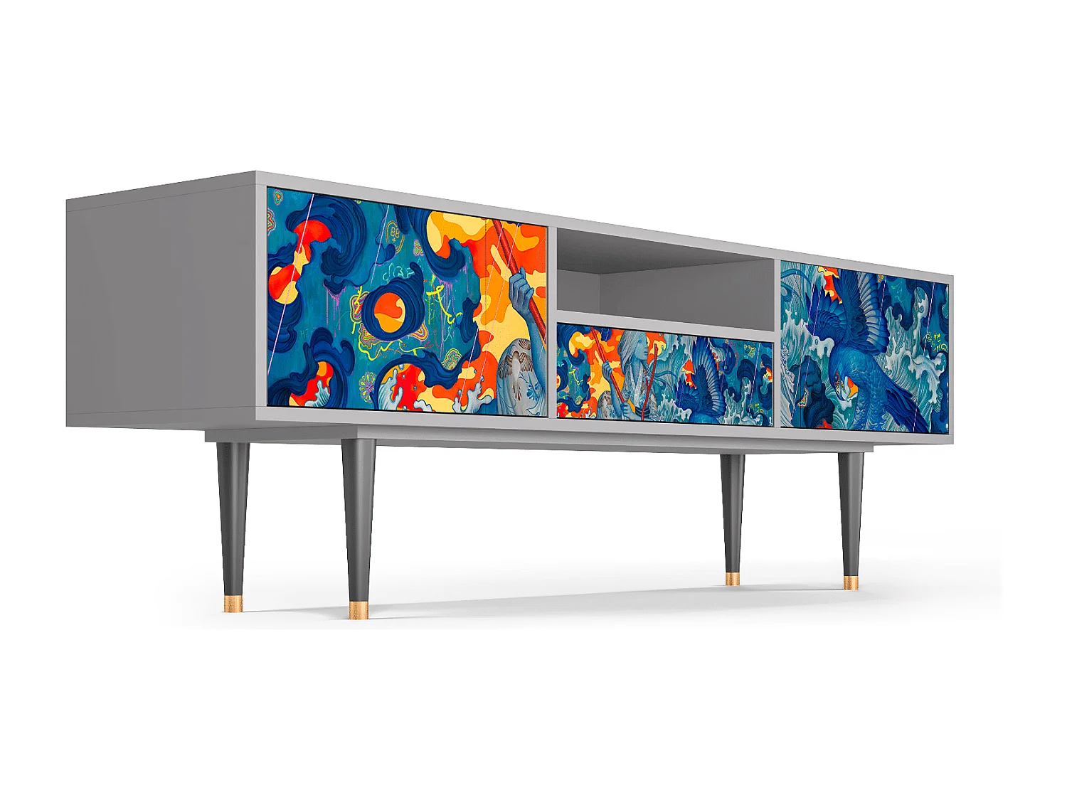 Mueble de TV - 170х59х41 cm - T6 - The Girl - James Jean, Gris