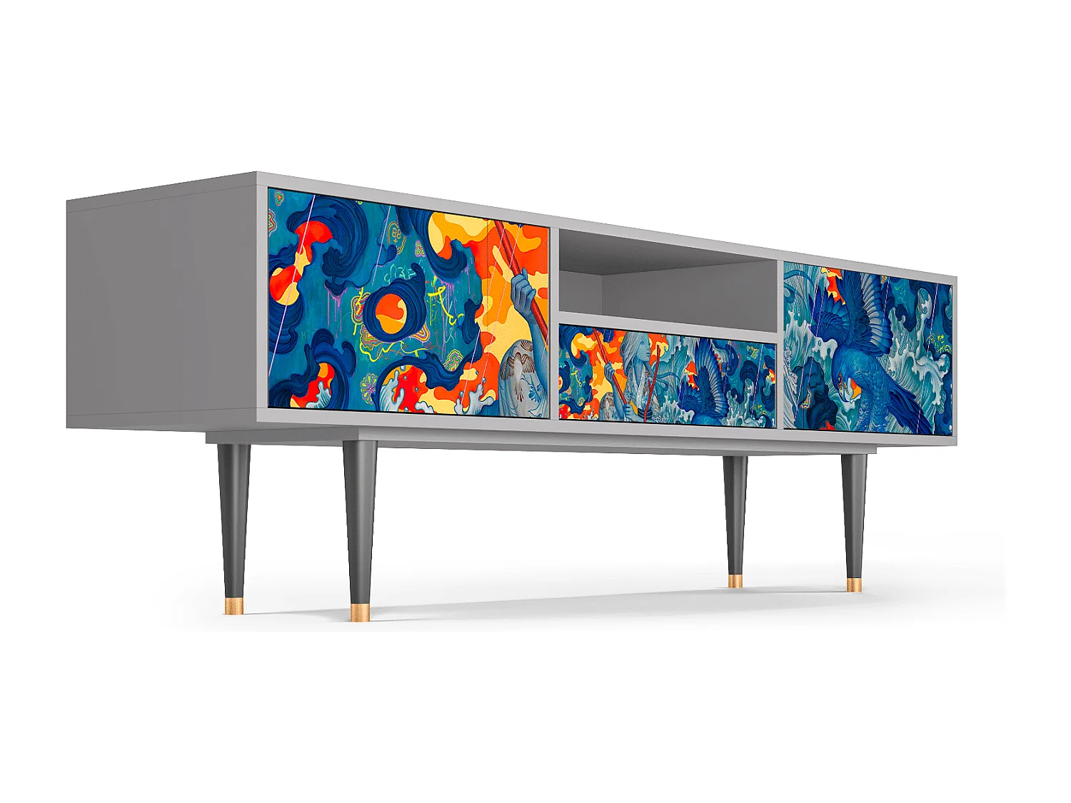 Meuble TV - 170х59х41 cm - T6 - The Girl - James Jean, Gris