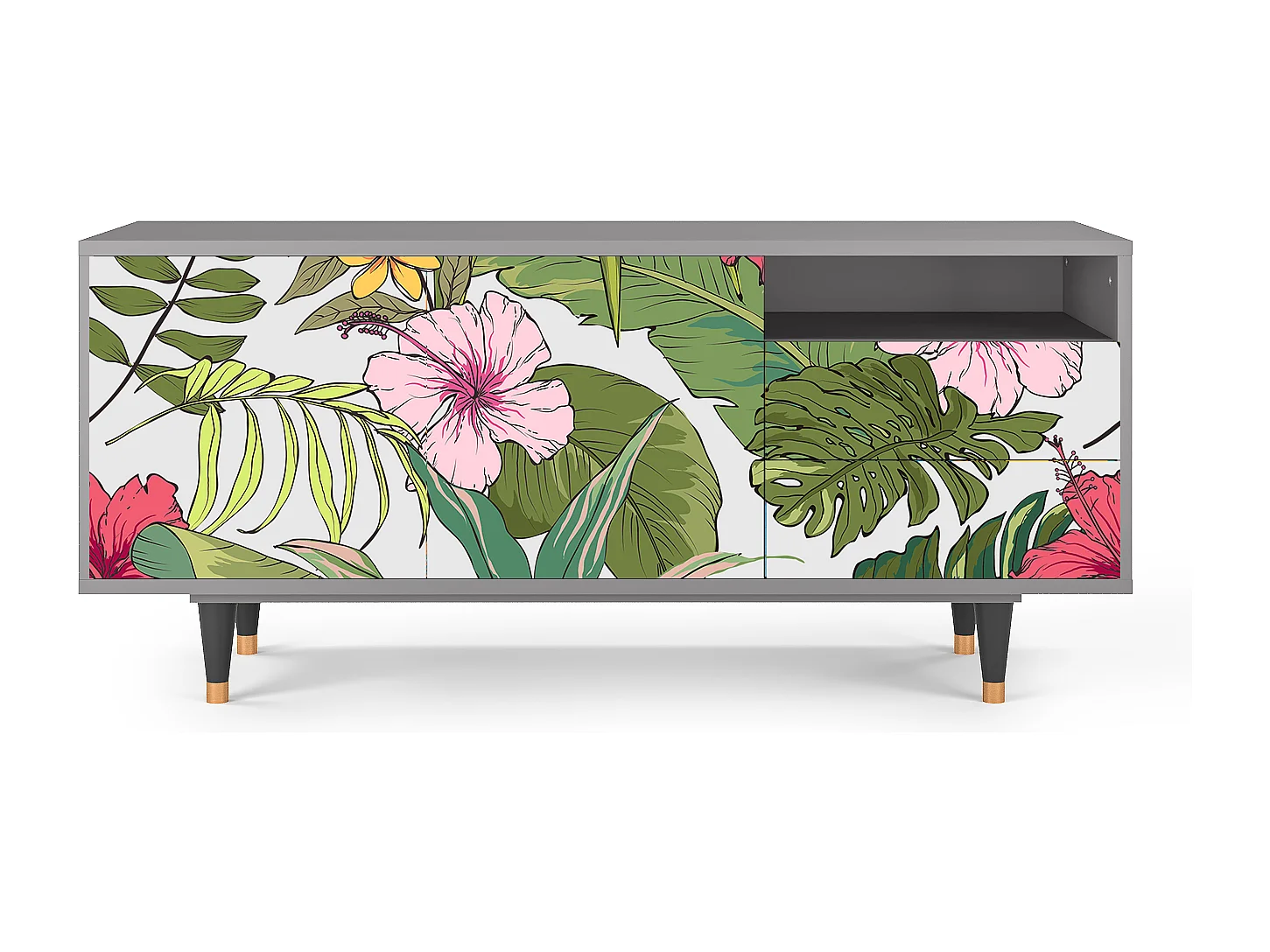 Mobile TV - 125х56х41 cm - T7 - Verdant Tropics, Grigio